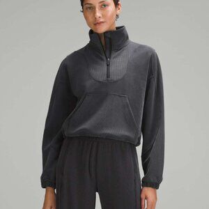 Lululemon Brushed Softstreme Ribbed Half Zip Pullover Black - 6